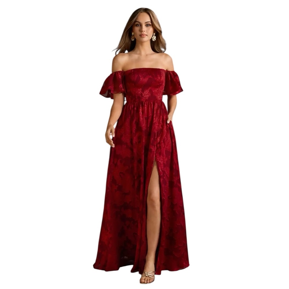 Azazie Atelier / Victoria Ruby Red / A-Line Off Shoulder Gown / SZ 14 / NWT